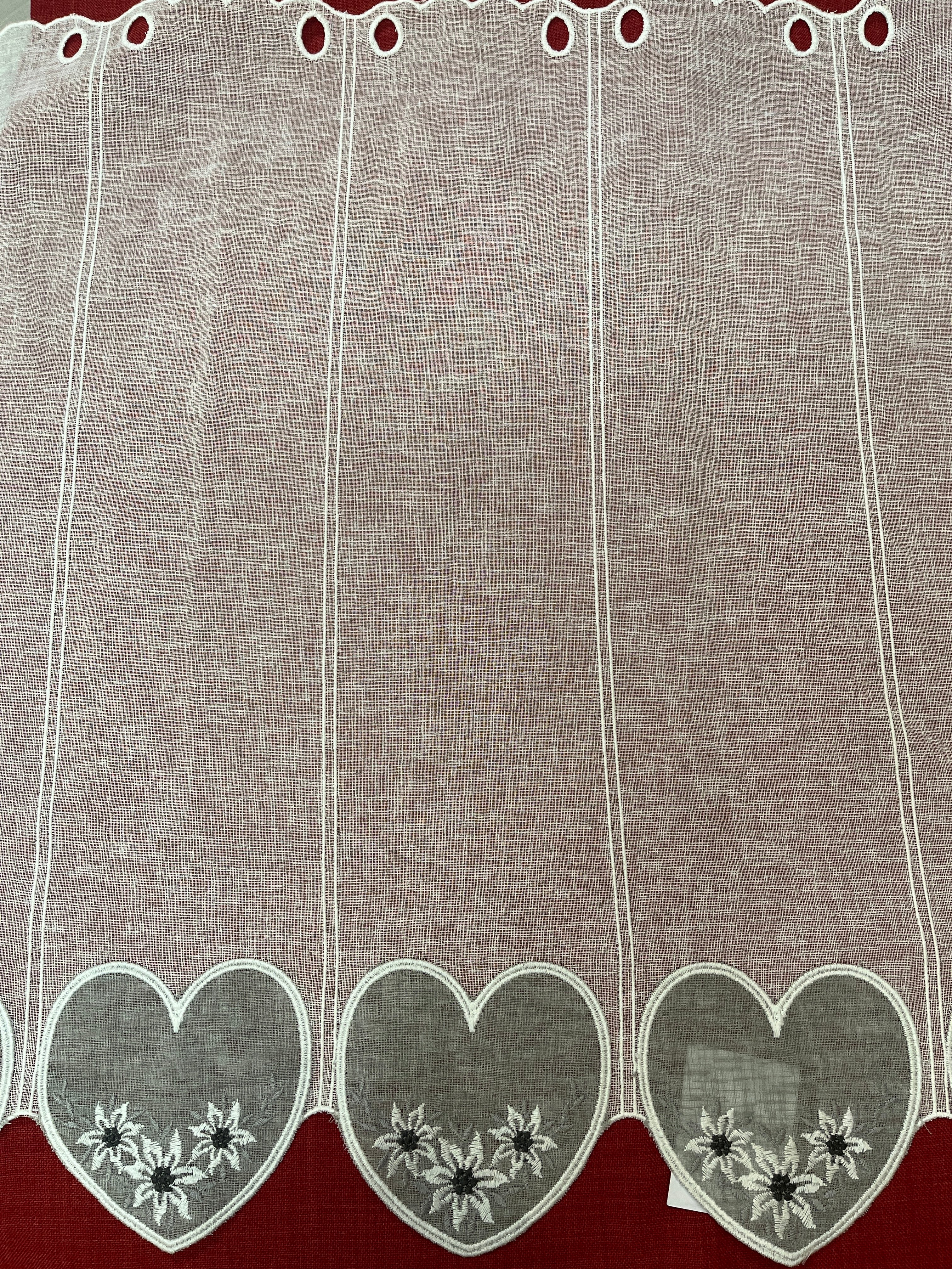 Kurzvorhang mit Edelweiss, Leinenstruktur taupe/beige oder grau