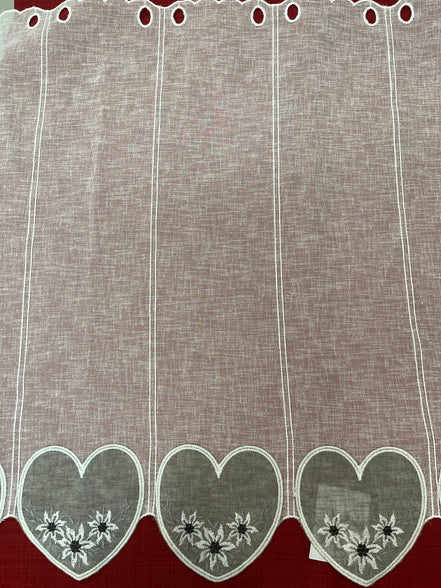 Kurzvorhang mit Edelweiss, Leinenstruktur taupe/beige oder grau