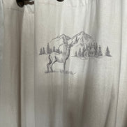 Fertigvorhänge ecru oder rot mit Hirsch und Alphütte