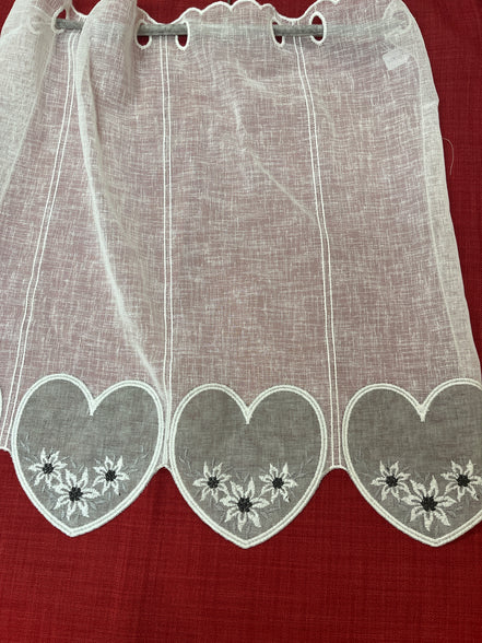 Kurzvorhang mit Edelweiss, Leinenstruktur taupe/beige oder grau