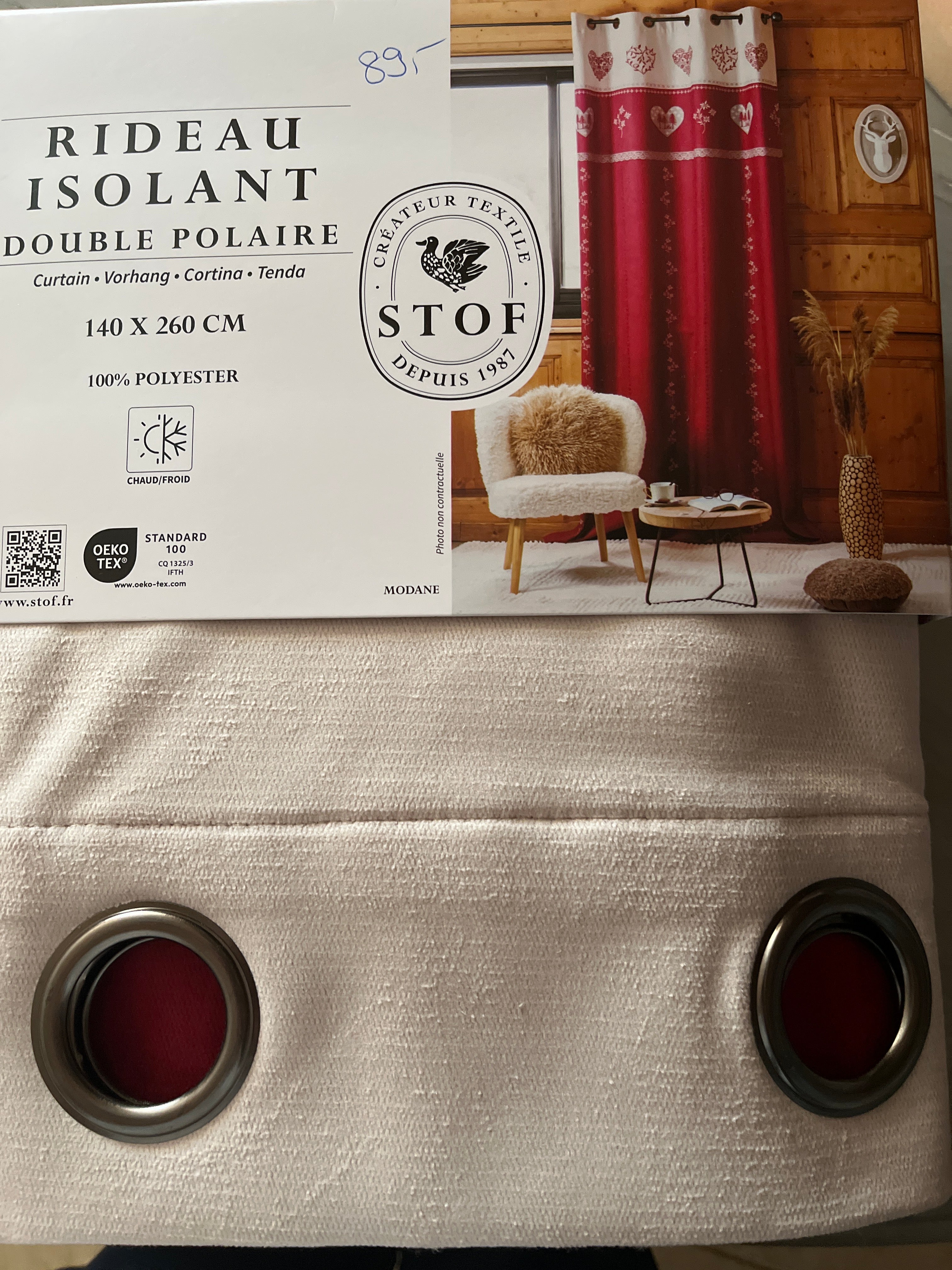 Fertigvorhänge Modane beige oder rot Wollfilz Optik