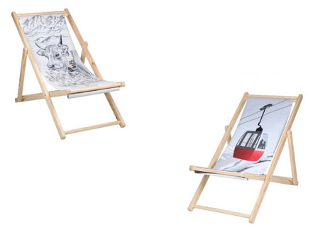 Holz Liegestuhl mit 4 verschiedenen Alpen Design