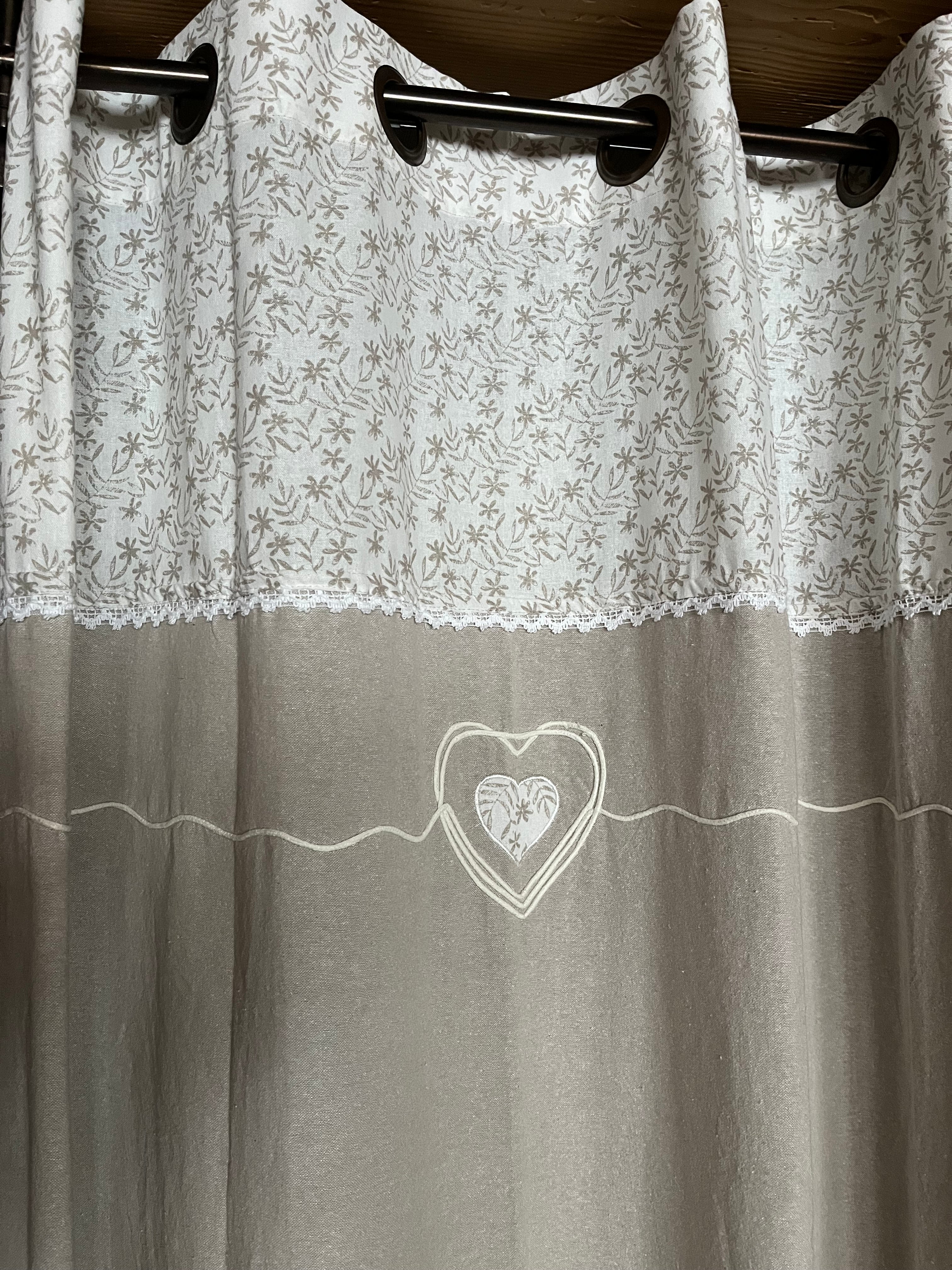 Fertigvorhang beige weiss