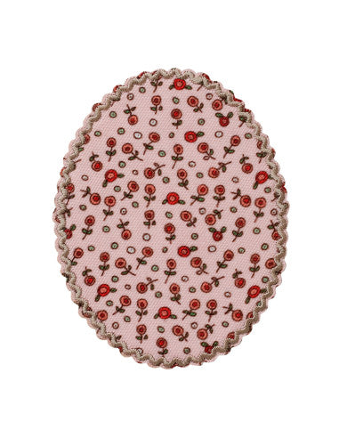 Patch Oval rosa mit Blumen 2 Stück