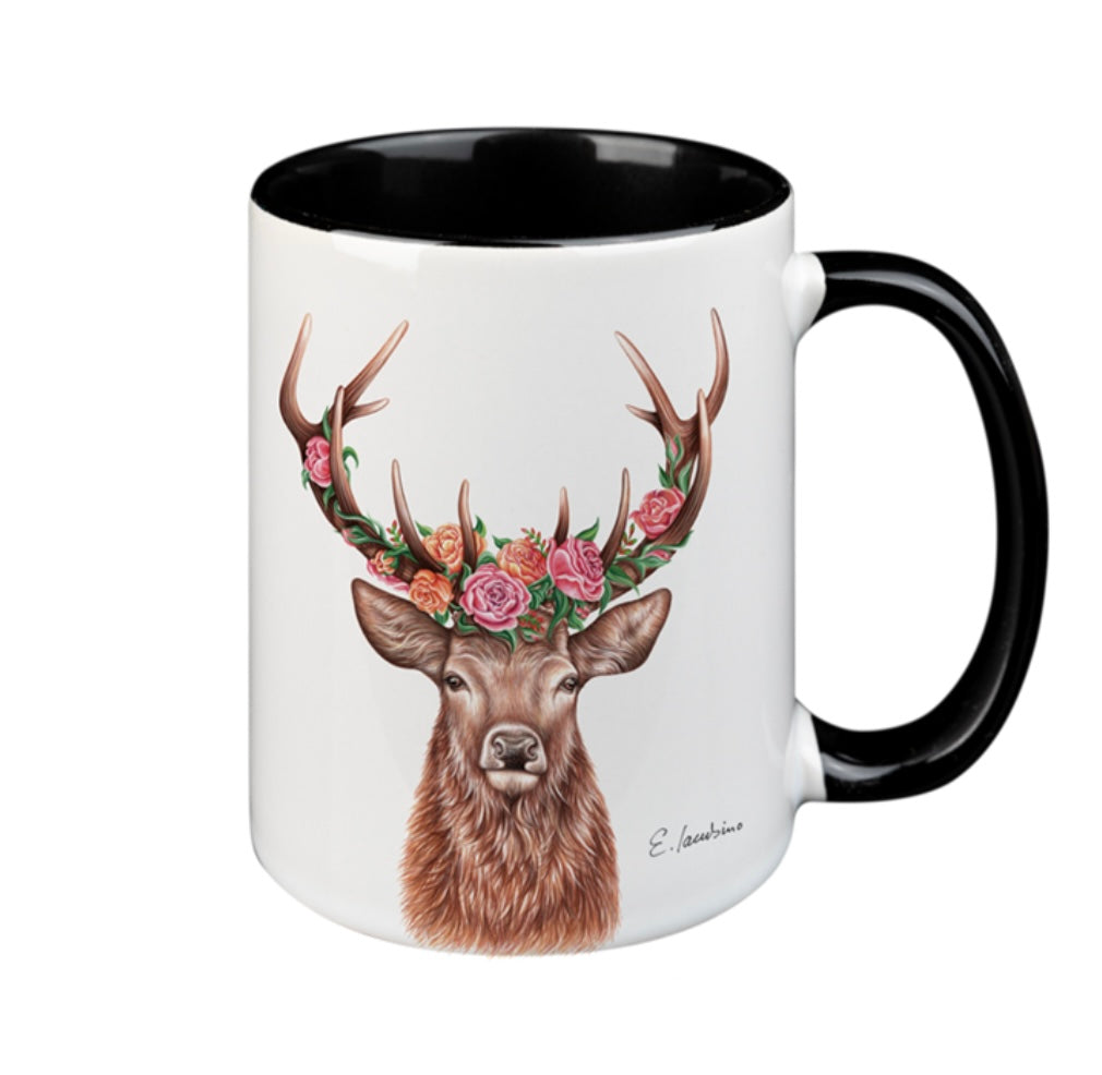 Tasse mit Hirsch, Steinbock, Hirsch mit Blumenkranz