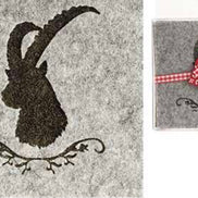 Glasuntersetzer Filz mit Hirsch, Steinbock, Alpaufzug, Edelweiss