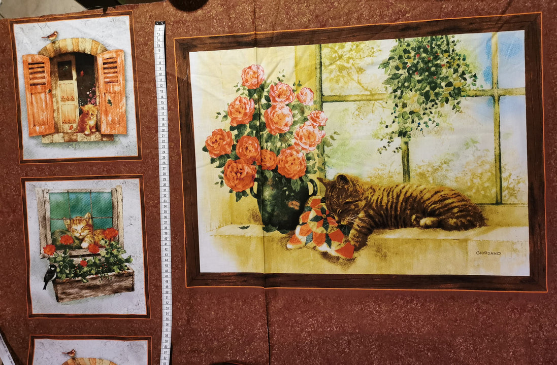 Baumwollstoff Katzen-Panel