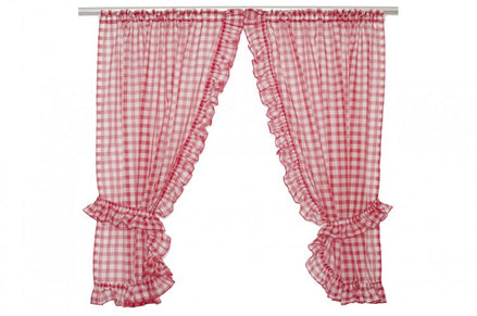 Scheibengardine Karo rot-weiss