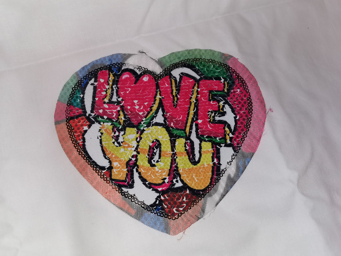 Wendepailletten-Applikation Love You