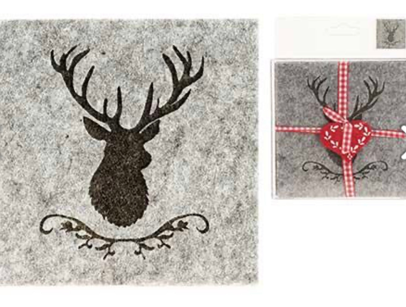 Glasuntersetzer Filz mit Hirsch, Steinbock, Alpaufzug, Edelweiss