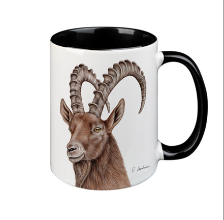 Tasse mit Hirsch, Steinbock, Hirsch mit Blumenkranz