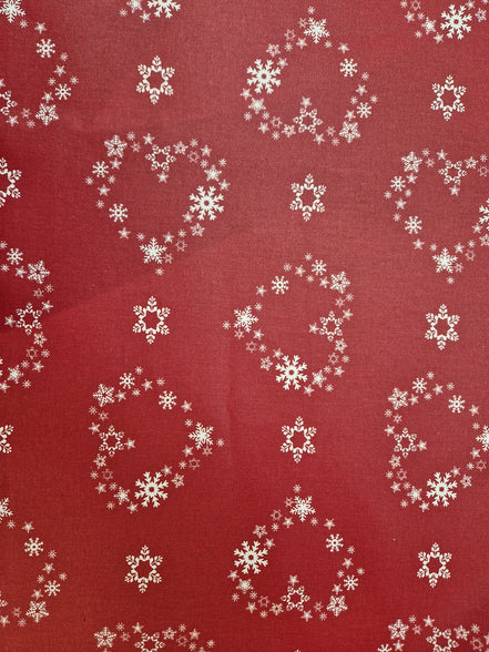 Wachstuch Herzen aus Schneeflocken in 2 Farben