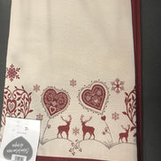 Tischtuch mit Hirsch rot/beige