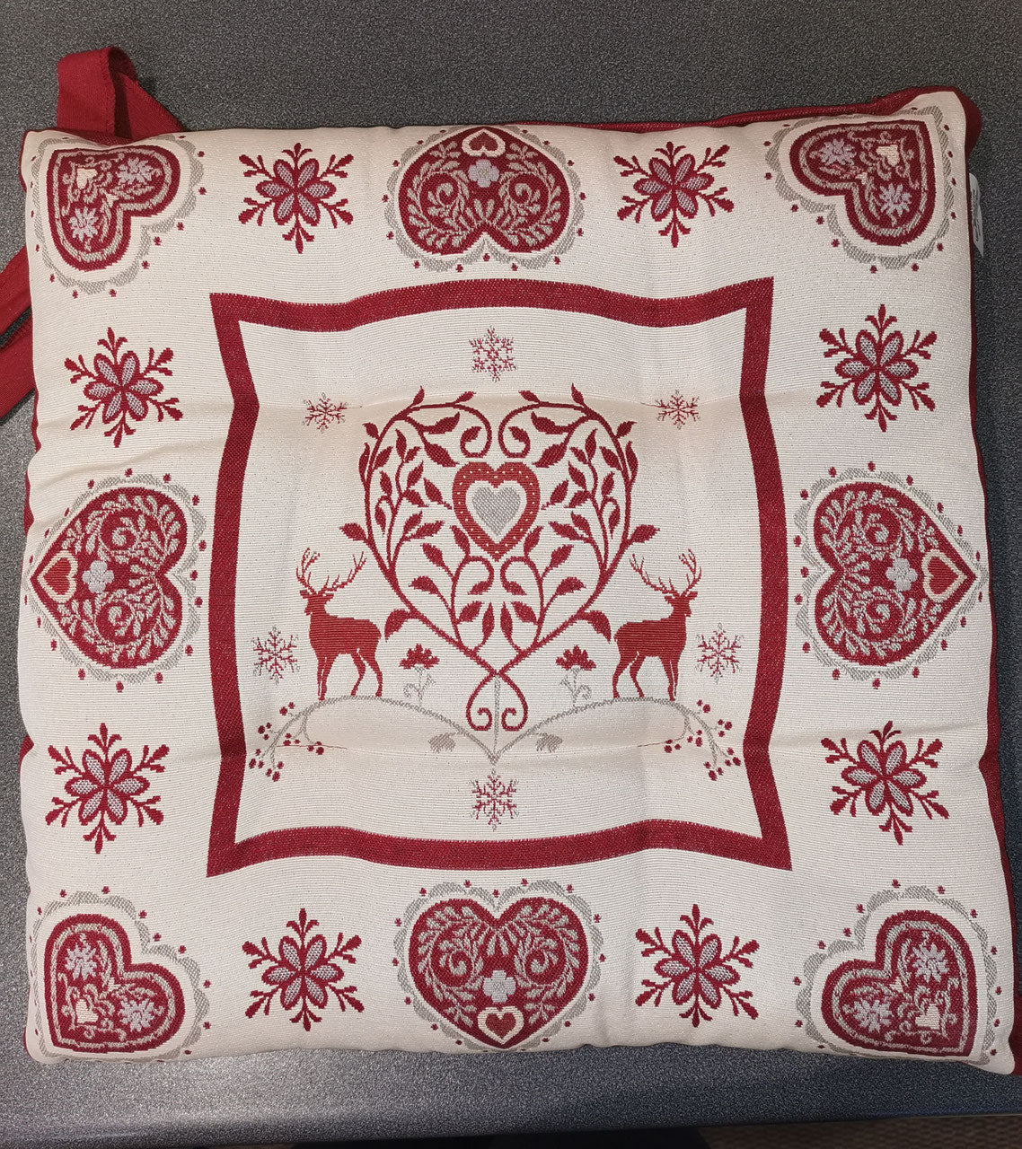 Tischtuch mit Hirsch rot/beige
